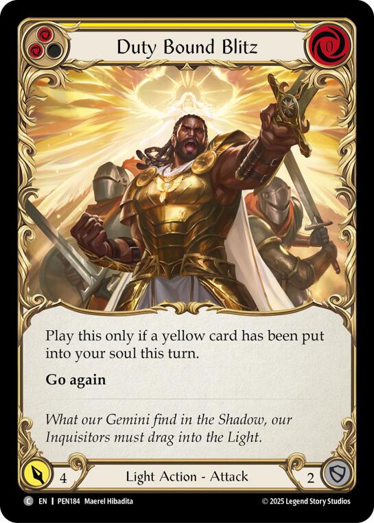 Duty Bound Blitz (Yellow) (Rainbow Foil) [PEN184] (Compendium of Rathe)  Rainbow Foil | Boutique FDB TCG