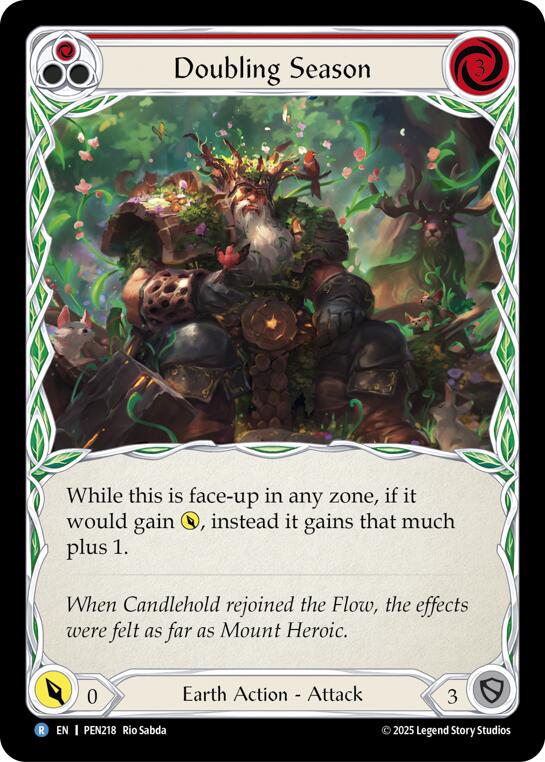 Doubling Season (Red) (Rainbow Foil) [PEN218] (Compendium of Rathe)  Rainbow Foil | Boutique FDB TCG