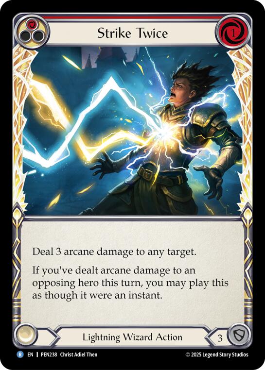 Strike Twice (Red) (Rainbow Foil) [PEN238] (Compendium of Rathe)  Rainbow Foil | Boutique FDB TCG