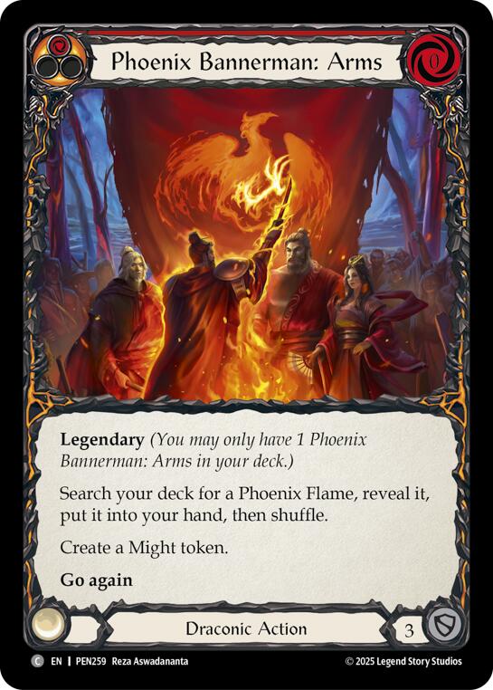 Phoenix Bannerman Arms (Red) (Rainbow Foil) [PEN259] (Compendium of Rathe)  Rainbow Foil | Boutique FDB TCG