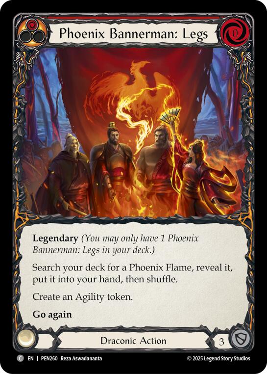 Phoenix Bannerman Legs (Red) (Rainbow Foil) [PEN260] (Compendium of Rathe)  Rainbow Foil | Boutique FDB TCG