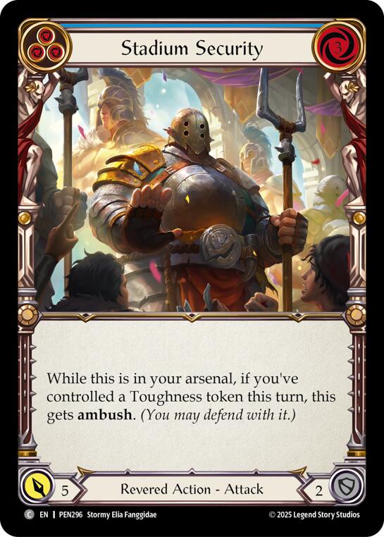 Stadium Security (Blue) (Rainbow Foil) [PEN296] (Compendium of Rathe)  Rainbow Foil | Boutique FDB TCG