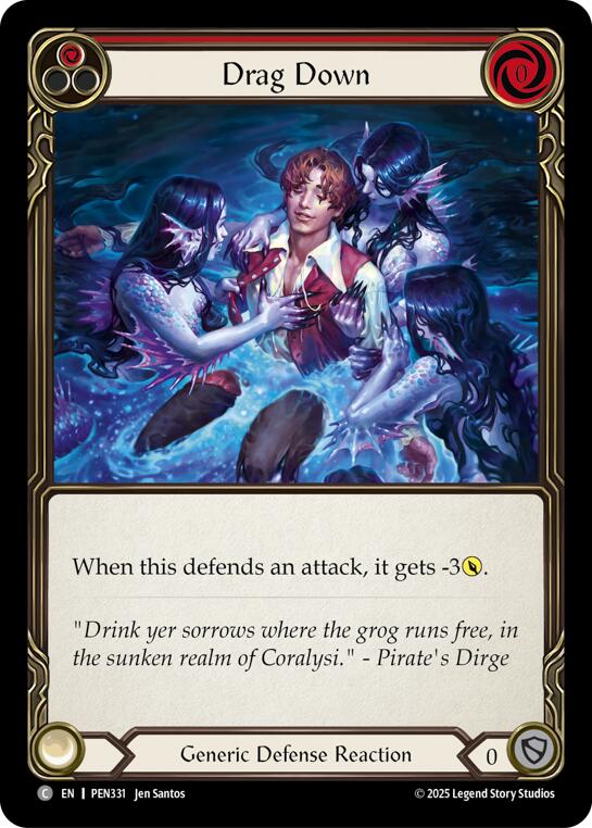 Drag Down (Red) (Rainbow Foil) [PEN331] (Compendium of Rathe)  Rainbow Foil | Boutique FDB TCG