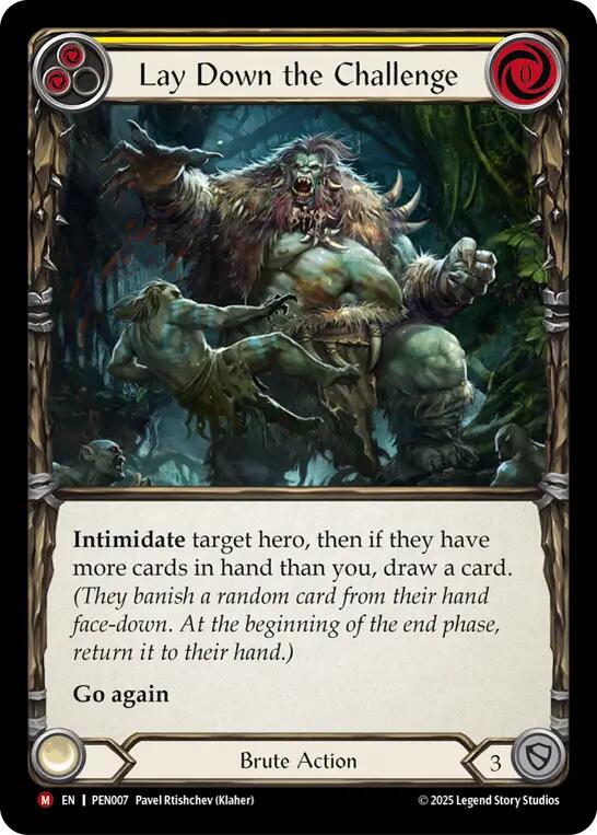Lay Down The Challenge (Yellow) [PEN007] (Compendium of Rathe)  Rainbow Foil | Boutique FDB TCG