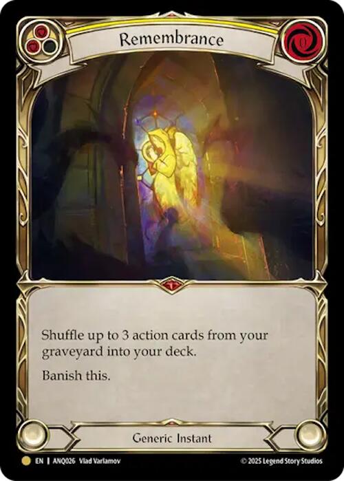 Remembrance (Yellow) (Gold) [ANQ026] (Compendium of Rathe - Antiquity Pack)  Rainbow Foil | Boutique FDB TCG