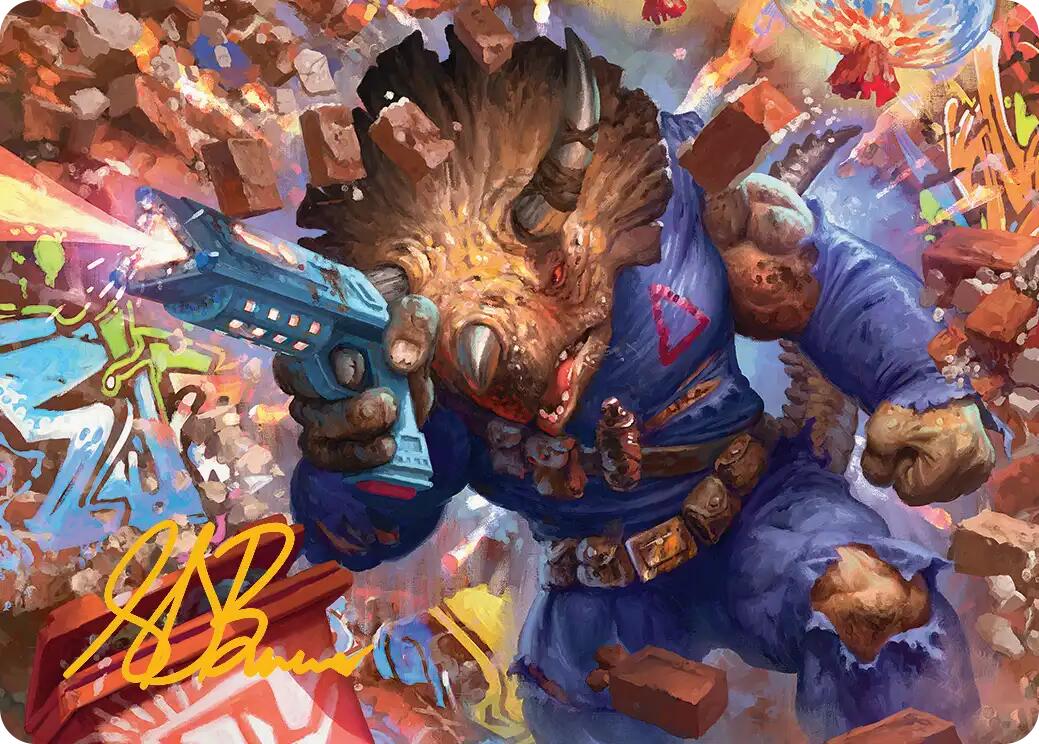 Zog, Triceraton Castaway Art Card (Gold-Stamped Signature) [Teenage Mutant Ninja Turtles Art Series] | Boutique FDB TCG