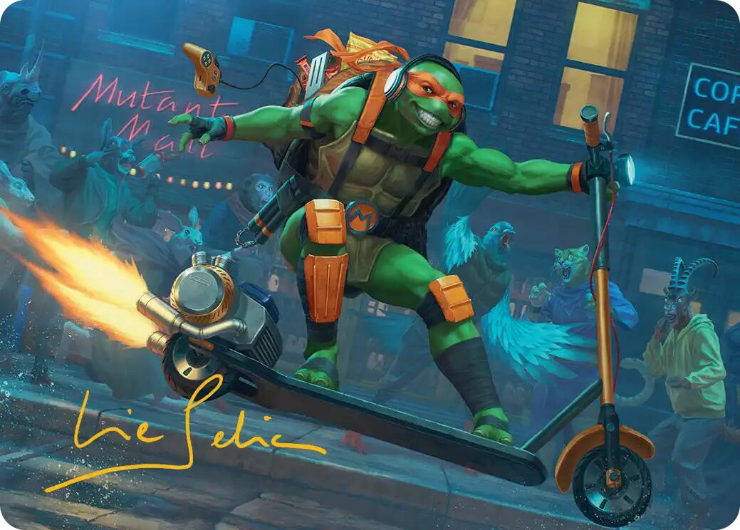 Michelangelo, On the Scene Art Card (Gold-Stamped Signature) [Teenage Mutant Ninja Turtles Art Series] | Boutique FDB TCG