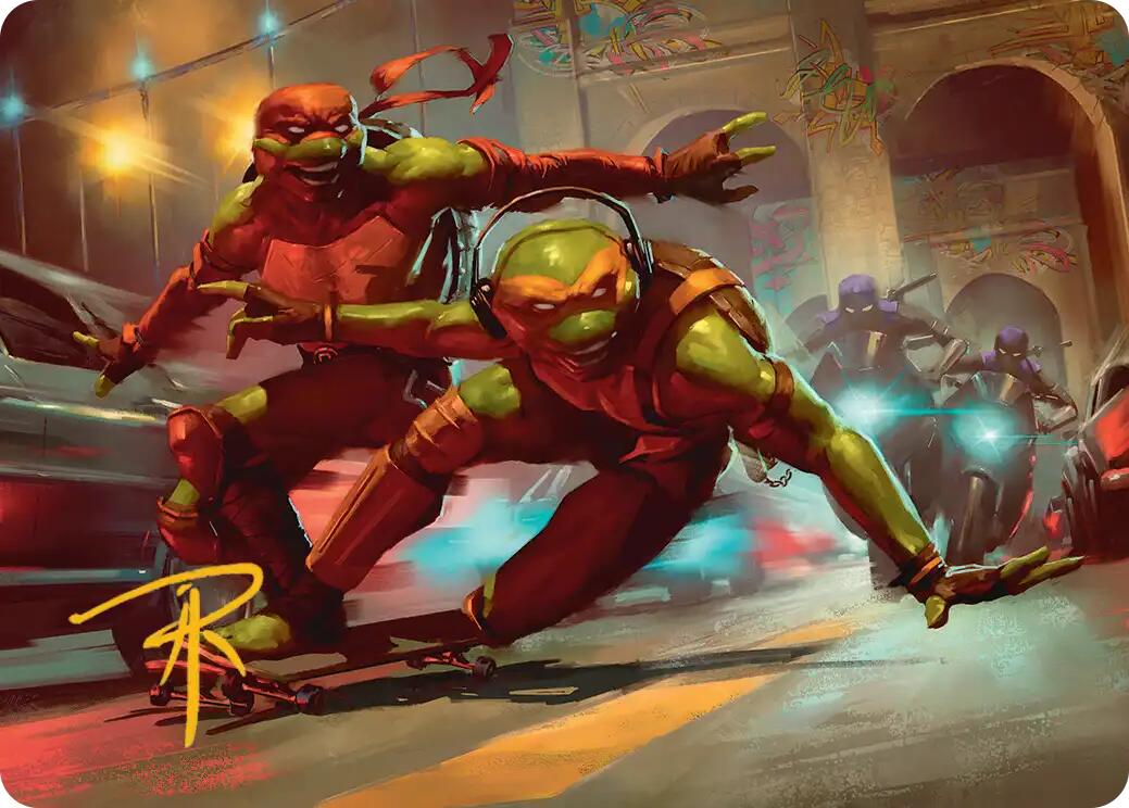Raph & Mikey, Troublemakers Art Card (Gold-Stamped Signature) [Teenage Mutant Ninja Turtles Art Series] | Boutique FDB TCG