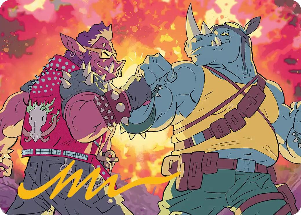 Bebop & Rocksteady Art Card (Gold-Stamped Signature) [Teenage Mutant Ninja Turtles Art Series] | Boutique FDB TCG