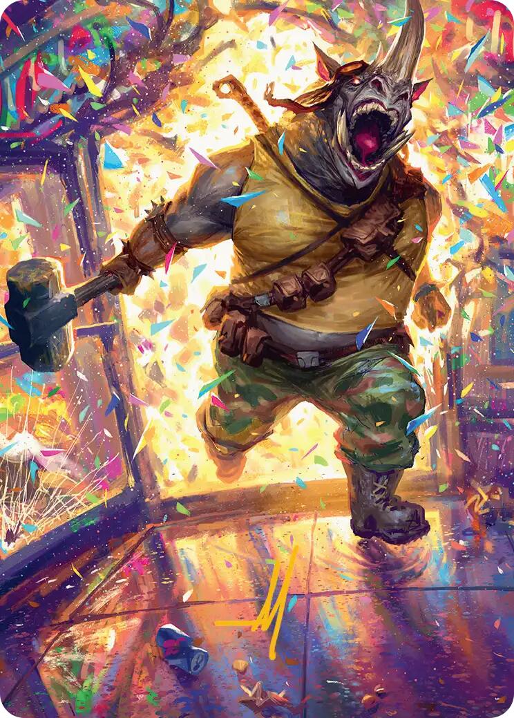 Rocksteady, Rowdy Rhino Art Card (Gold-Stamped Signature) [Teenage Mutant Ninja Turtles Art Series] | Boutique FDB TCG