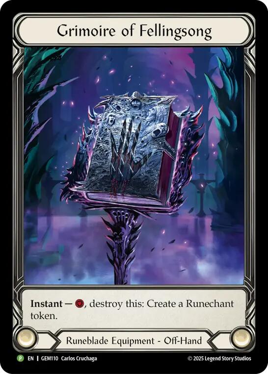 Grimoire of Fellingsong [GEM110] (GEM Pack 4)  Cold Foil | Boutique FDB TCG