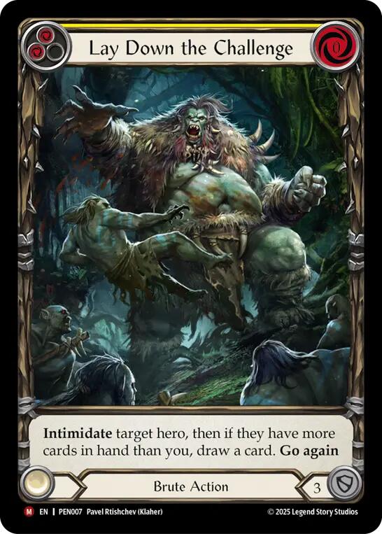 Lay Down The Challenge (Yellow) (Extended Art) [PEN007] (Compendium of Rathe)  Rainbow Foil | Boutique FDB TCG