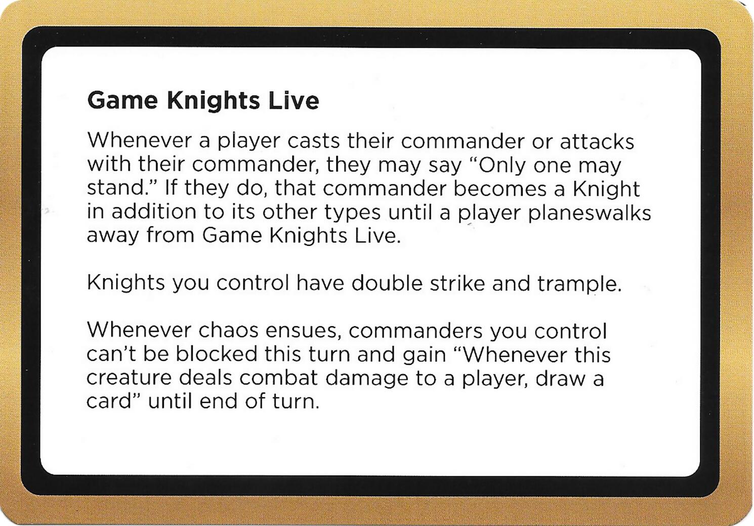 Game Knights Live (Black Lotus Unknown Planechase) [Oversize Cards] | Boutique FDB TCG