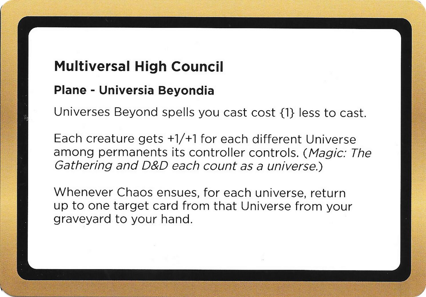 Multiversal High Council (Black Lotus Unknown Planechase) [Oversize Cards] | Boutique FDB TCG