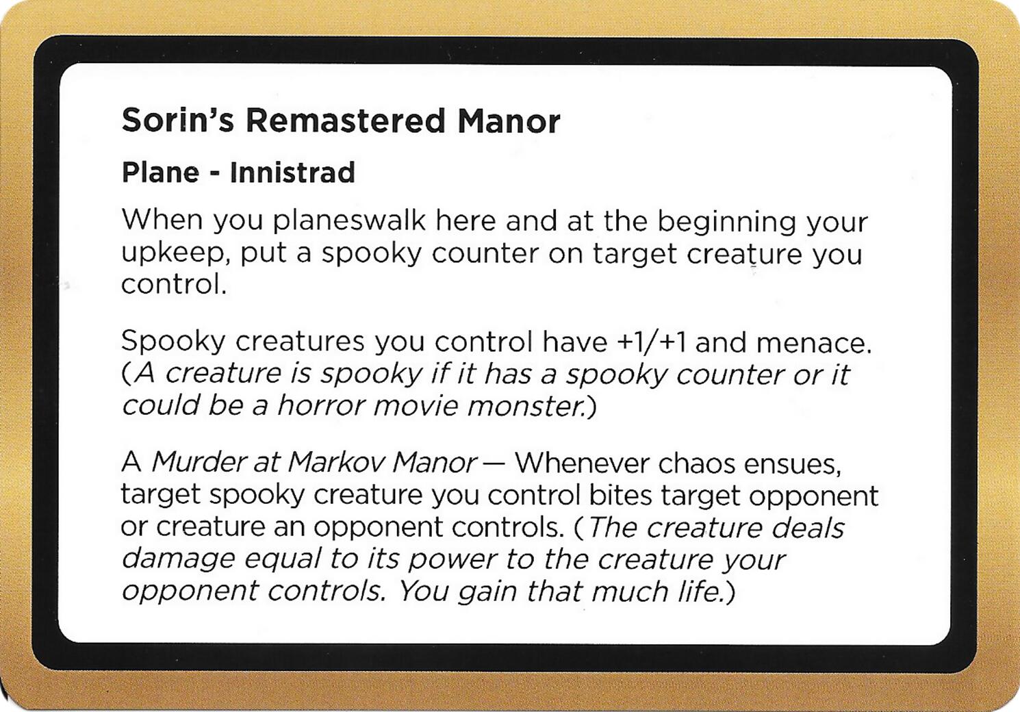 Sorin's Remastered Manor (Black Lotus Unknown Planechase) [Oversize Cards] | Boutique FDB TCG