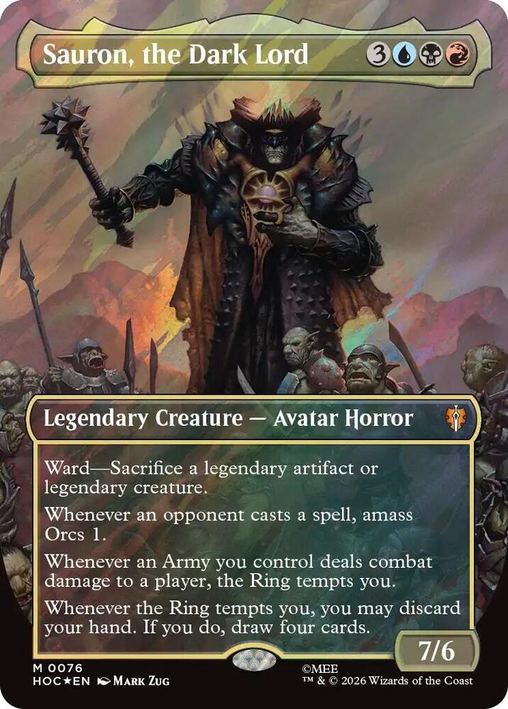 Sauron, the Dark Lord (Borderless) (Surge Foil) (76) [The Hobbit: Eternal-Legal] | Boutique FDB TCG
