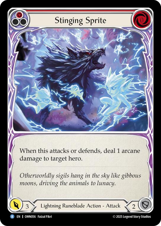Stinging Sprite (Red) [OMN056] (Omens of the Third Age)  Rainbow Foil | Boutique FDB TCG
