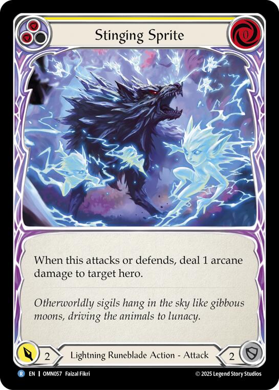 Stinging Sprite (Yellow) [OMN057] (Omens of the Third Age)  Rainbow Foil | Boutique FDB TCG