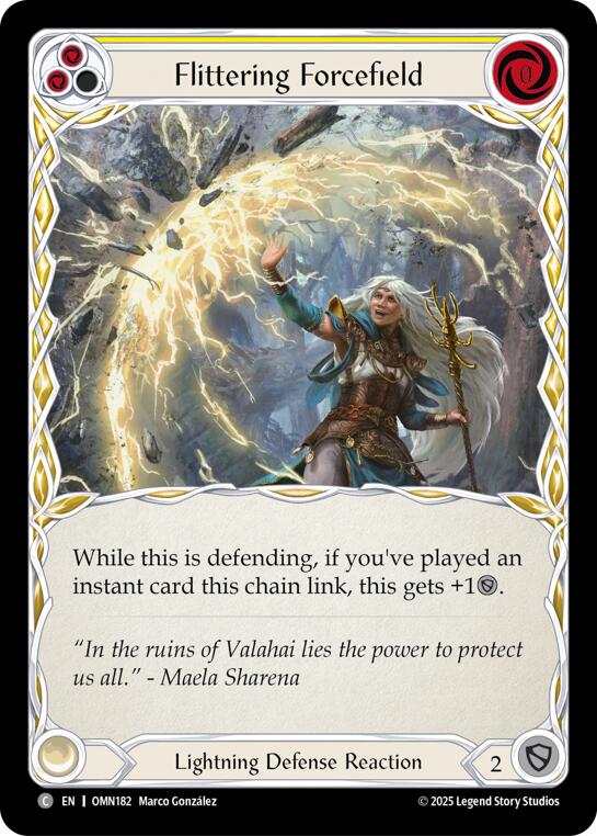 Flittering Forcefield (Yellow) [OMN182] (Omens of the Third Age)  Rainbow Foil | Boutique FDB TCG