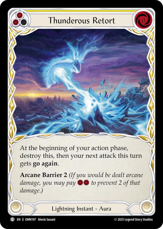 Thunderous Retort (Yellow) [OMN197] (Omens of the Third Age)  Rainbow Foil | Boutique FDB TCG