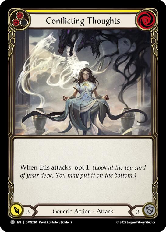 Conflicting Thoughts (Yellow) [OMN220] (Omens of the Third Age)  Rainbow Foil | Boutique FDB TCG