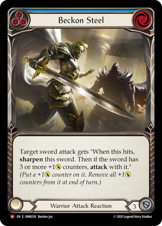 Beckon Steel (Blue) [OMN238] (Omens of the Third Age)  Rainbow Foil | Boutique FDB TCG