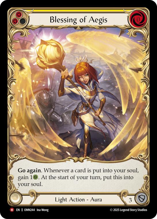 Blessing Of Aegis (Yellow) (Extended Art) [OMN244] (Omens of the Third Age)  Cold Foil | Boutique FDB TCG
