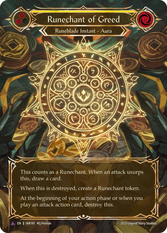 Runechant of Greed (Yellow) (Marvel) [IAR145-MV] (Omens of the Third Age)  Cold Foil | Boutique FDB TCG