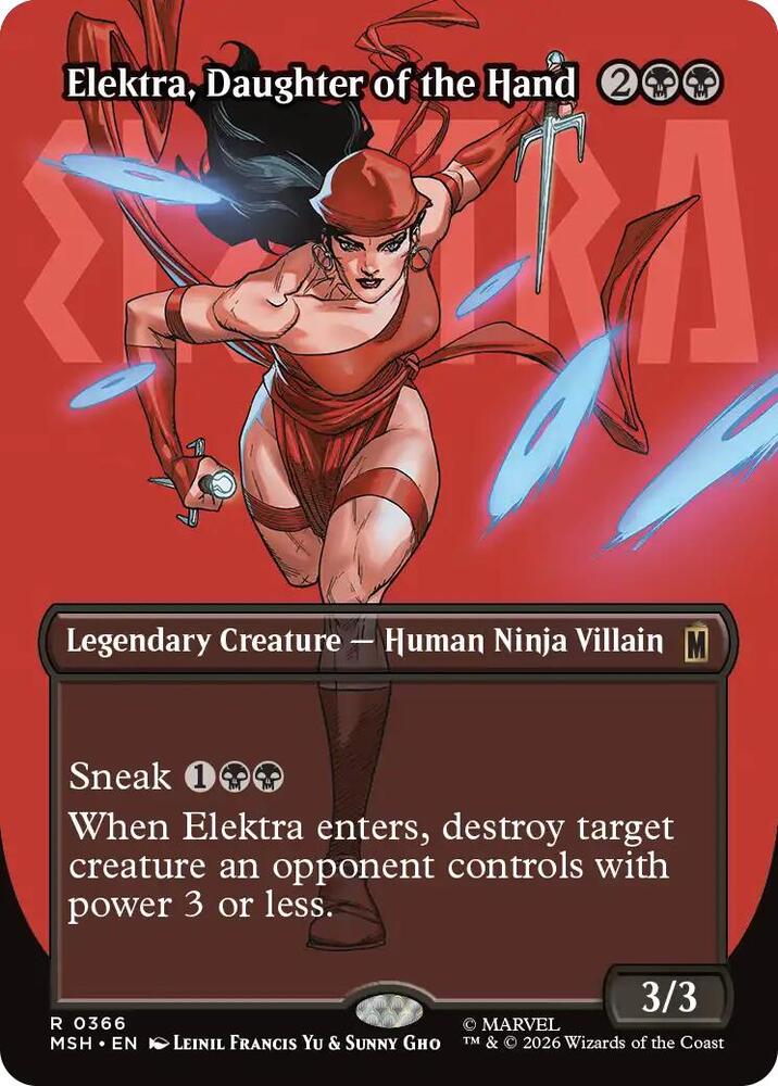 Elektra, Daughter of the Hand (Borderless) (0366) [Marvel Super Heroes] | Boutique FDB TCG
