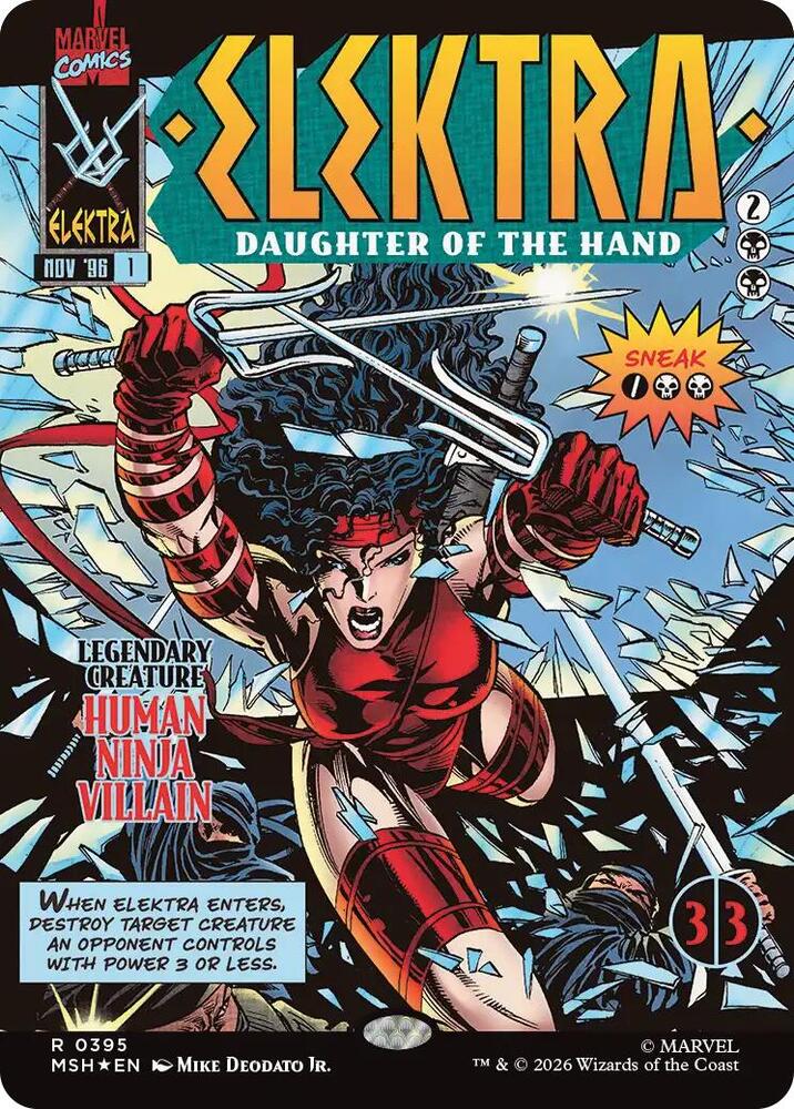 Elektra, Daughter of the Hand (Borderless) (0395) [Marvel Super Heroes] | Boutique FDB TCG