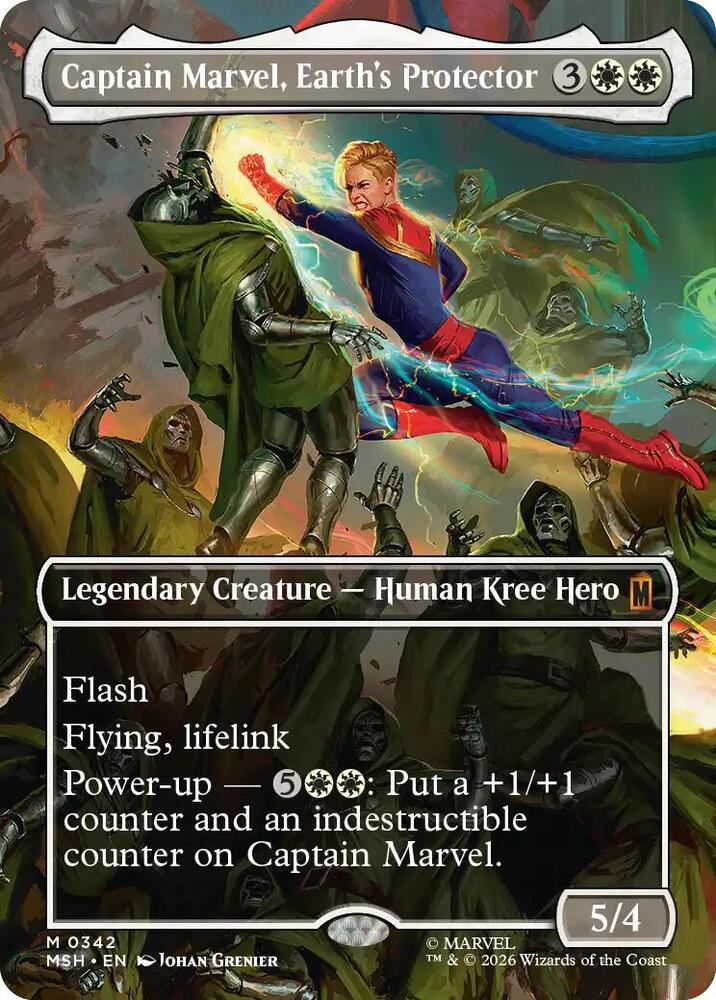 Captain Marvel, Earth's Protector (Borderless) (0342) [Marvel Super Heroes] | Boutique FDB TCG
