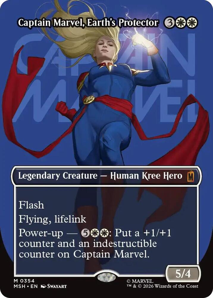 Captain Marvel, Earth's Protector (Borderless) (0354) [Marvel Super Heroes] | Boutique FDB TCG