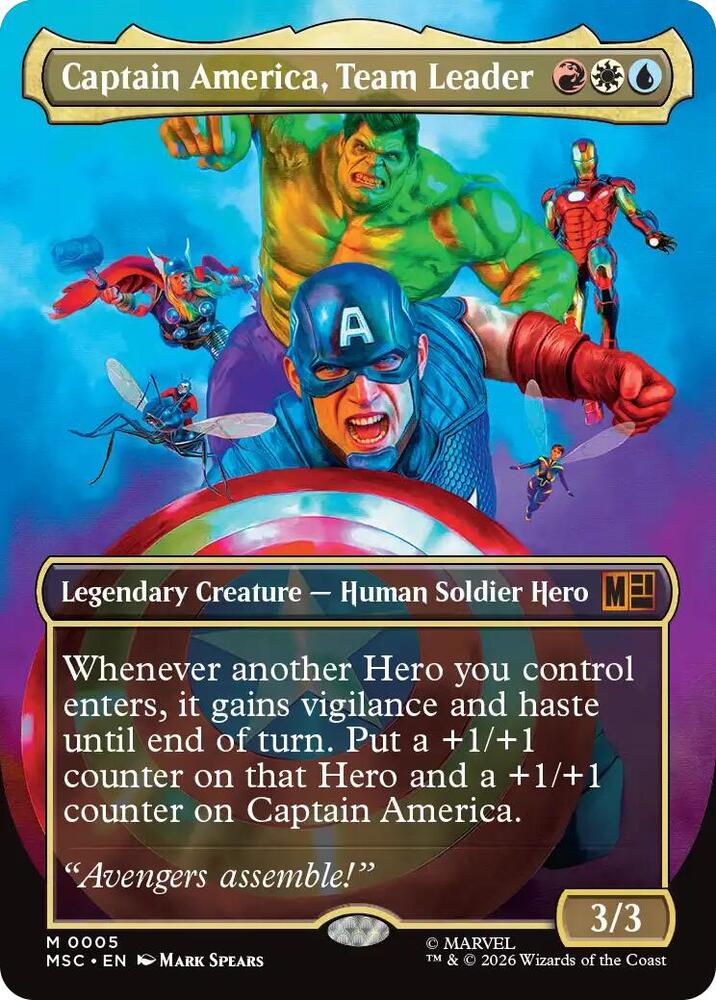 Captain America, Team Leader (Borderless) (5) [Marvel Super Heroes Commander] | Boutique FDB TCG