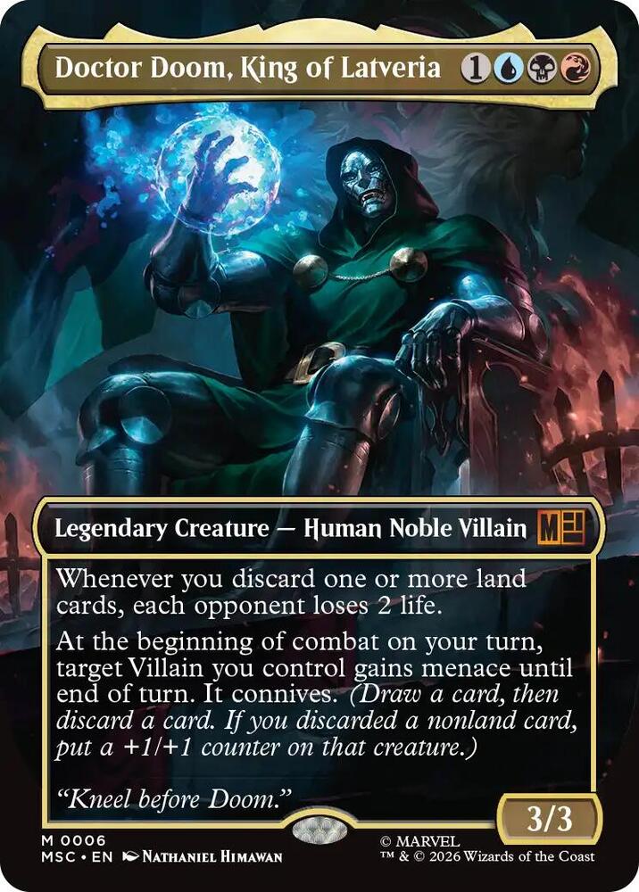 Doctor Doom, King of Latveria (Borderless) (6) [Marvel Super Heroes Commander] | Boutique FDB TCG