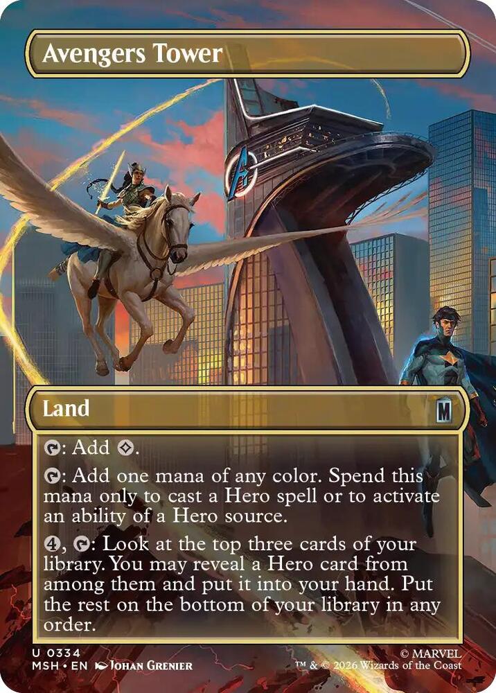 Avengers Tower (Borderless) (334) [Marvel Super Heroes] | Boutique FDB TCG