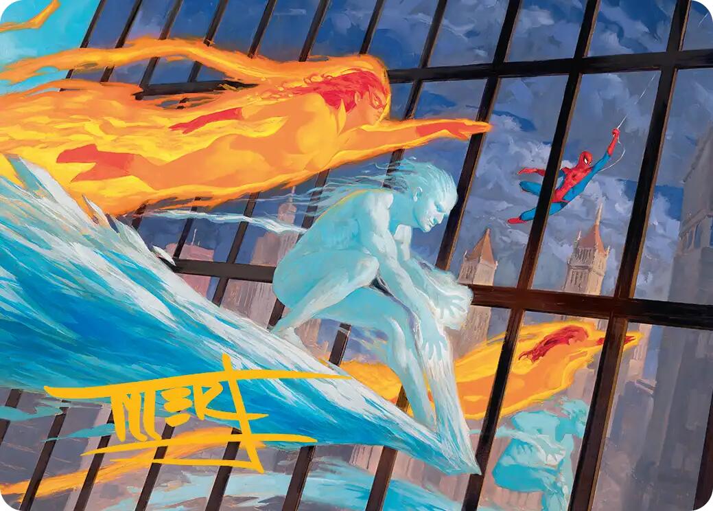 Iceman and Firestar Art Card (Gold-Stamped Signature) [Marvel Super Heroes Art Series] | Boutique FDB TCG