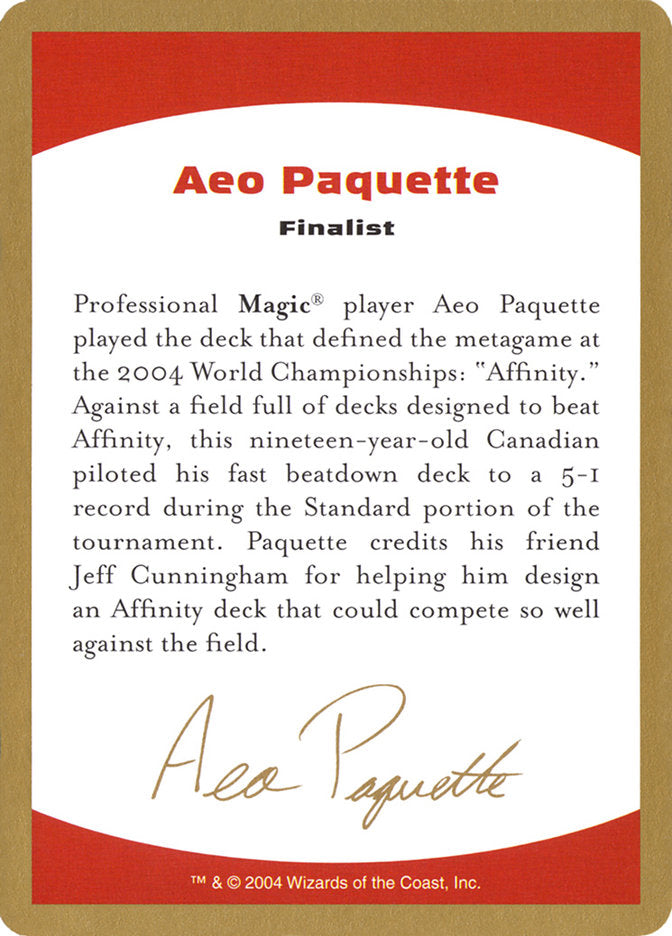 Aeo Paquette Bio [World Championship Decks 2004] | Boutique FDB TCG
