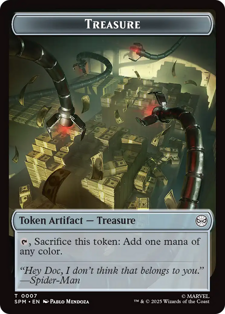 Spider // Treasure Double-Sided Token [Marvel's Spider-Man Tokens] | Boutique FDB TCG