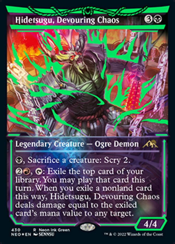 Hidetsugu, Devouring Chaos (Neon Ink Green) [Kamigawa: Neon Dynasty] | Boutique FDB TCG