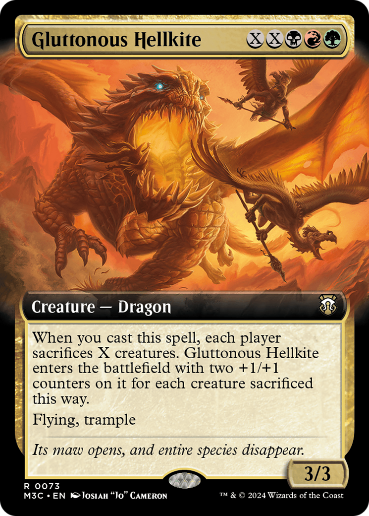 Gluttonous Hellkite (Extended Art) (Ripple Foil) [Modern Horizons 3 Commander] | Boutique FDB TCG