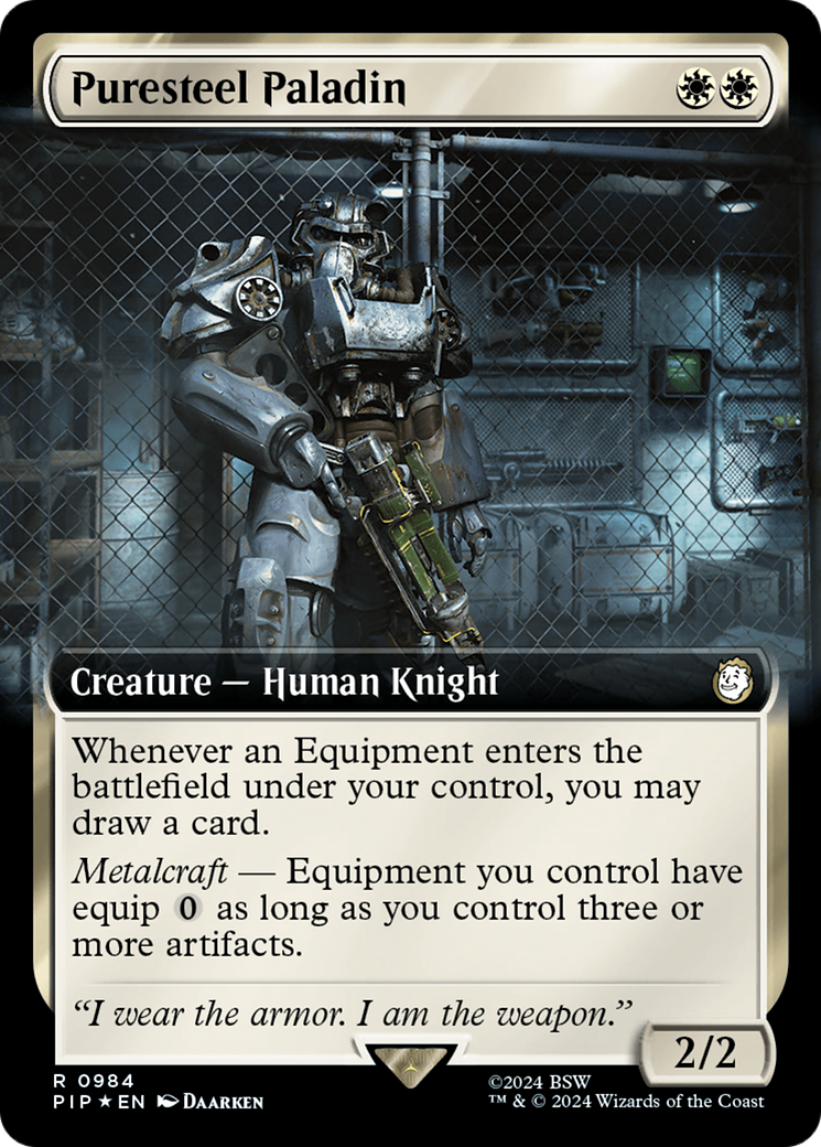 Puresteel Paladin (Extended Art) (Surge Foil) [Fallout] | Boutique FDB TCG