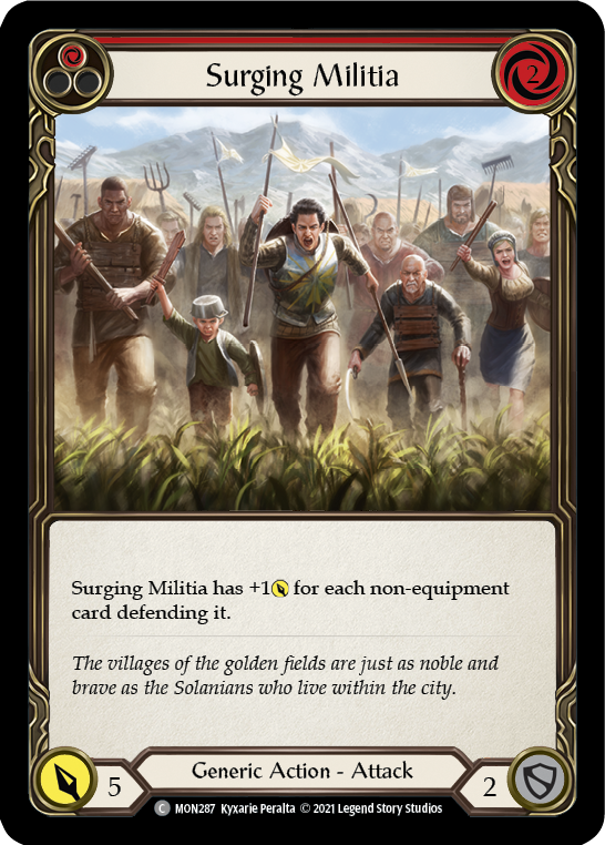Surging Militia (Red) [MON287-RF] (Monarch)  1st Edition Rainbow Foil | Boutique FDB TCG