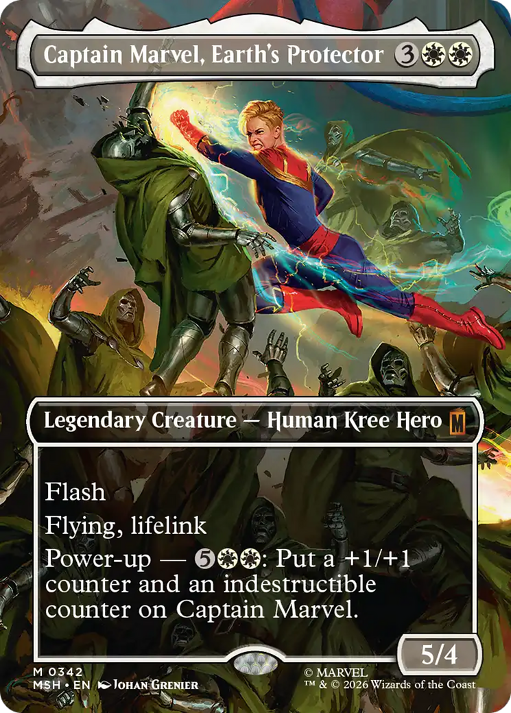 Captain Marvel, Earth's Protector (Borderless) (0342) [Marvel Super Heroes] | Boutique FDB TCG