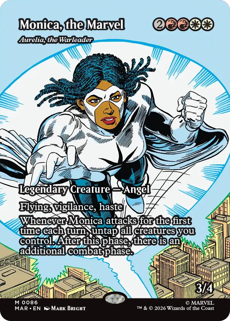 Monica, the Marvel - Aurelia, the Warleader (Borderless) [Marvel Universe: Eternal-Legal] | Boutique FDB TCG