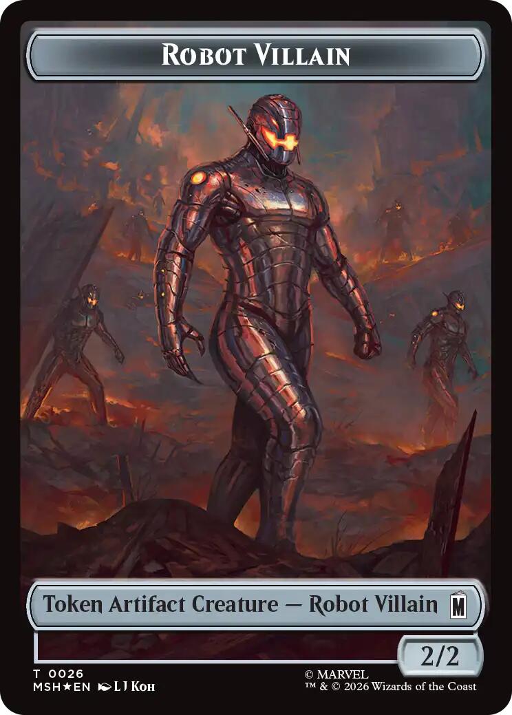 Villain // Robot Villain Double-Sided Token (025//026) (Surge Foil) [Marvel Super Heroes Tokens] | Boutique FDB TCG