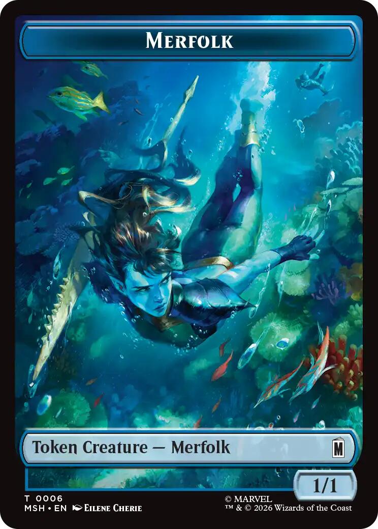 Merfolk // Doombot Double-Sided Token [Marvel Super Heroes Tokens] | Boutique FDB TCG