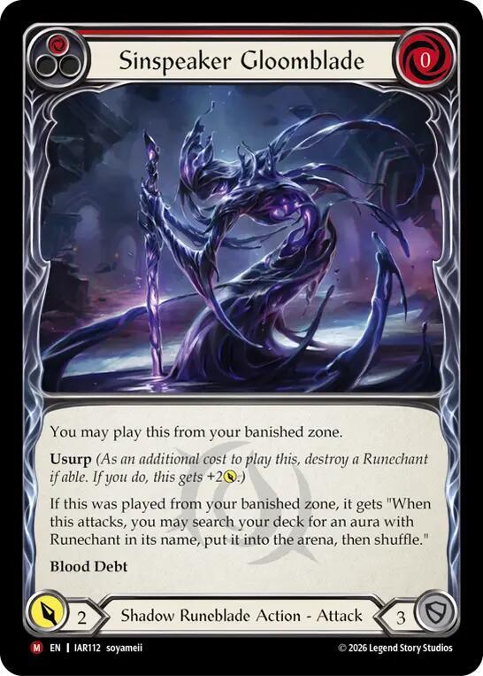 Sinspeaker Gloomblade (IAR112) [Usurp the Shadow Throne] | Boutique FDB TCG