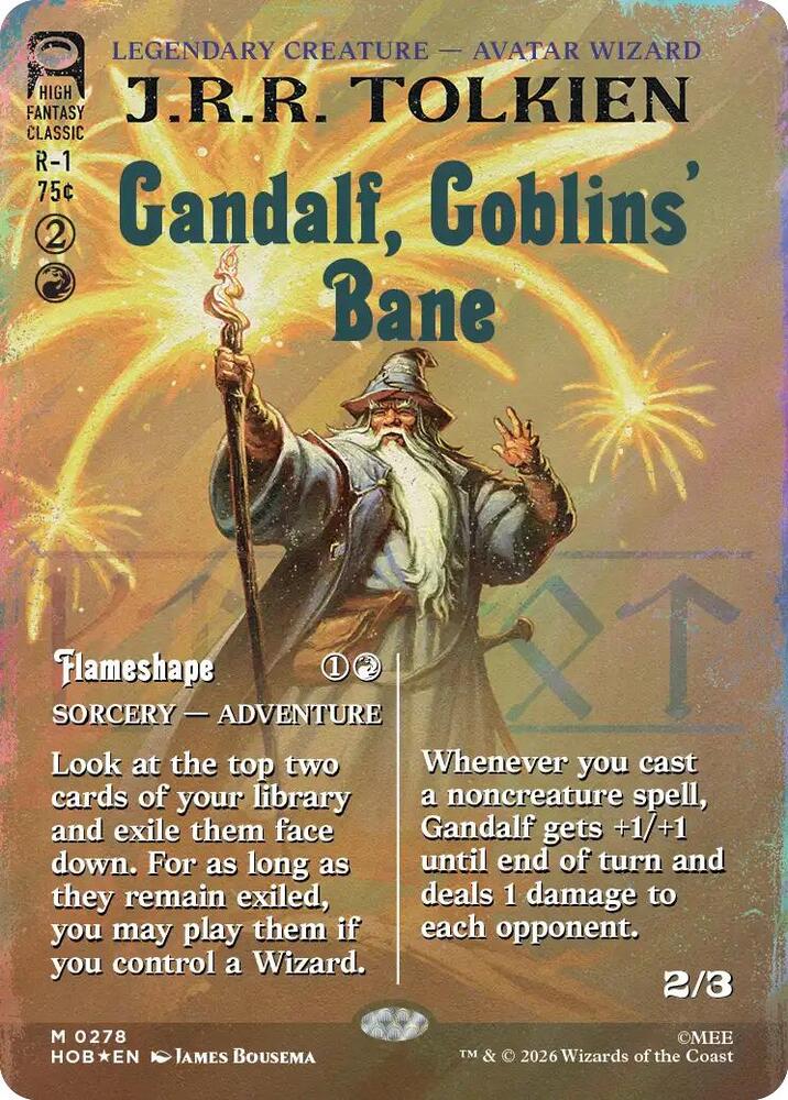 Gandalf, Goblins' Bane (Borderless) (Surge Foil) (278) [The Hobbit] | Boutique FDB TCG