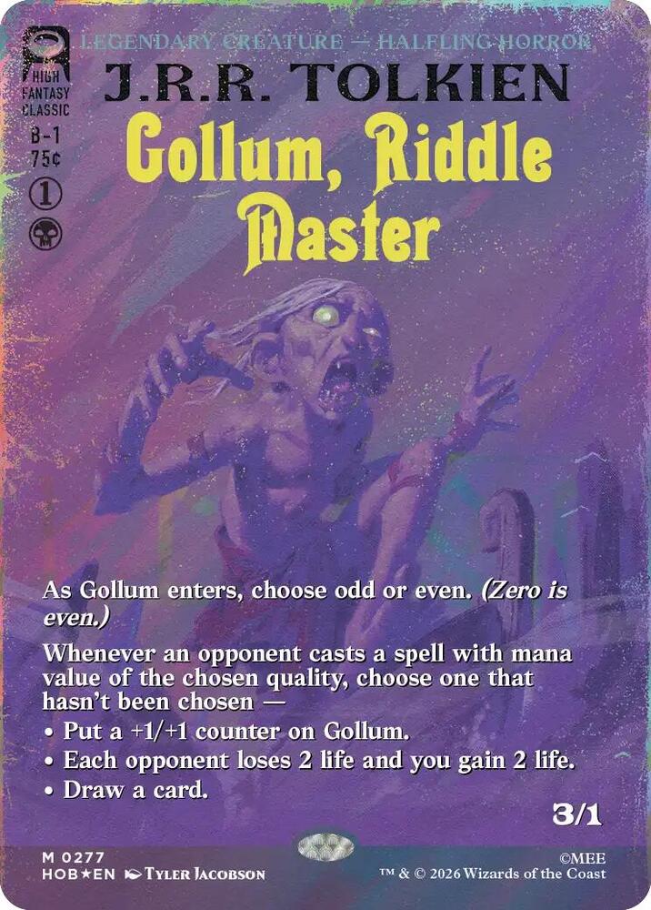 Gollum, Riddle Master (Borderless) (Surge Foil) (277) [The Hobbit] | Boutique FDB TCG