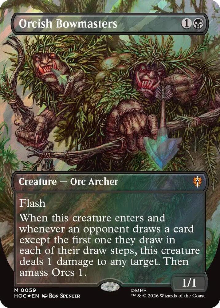 Orcish Bowmasters (Borderless) (Surge Foil) (59) [The Hobbit: Eternal-Legal] | Boutique FDB TCG